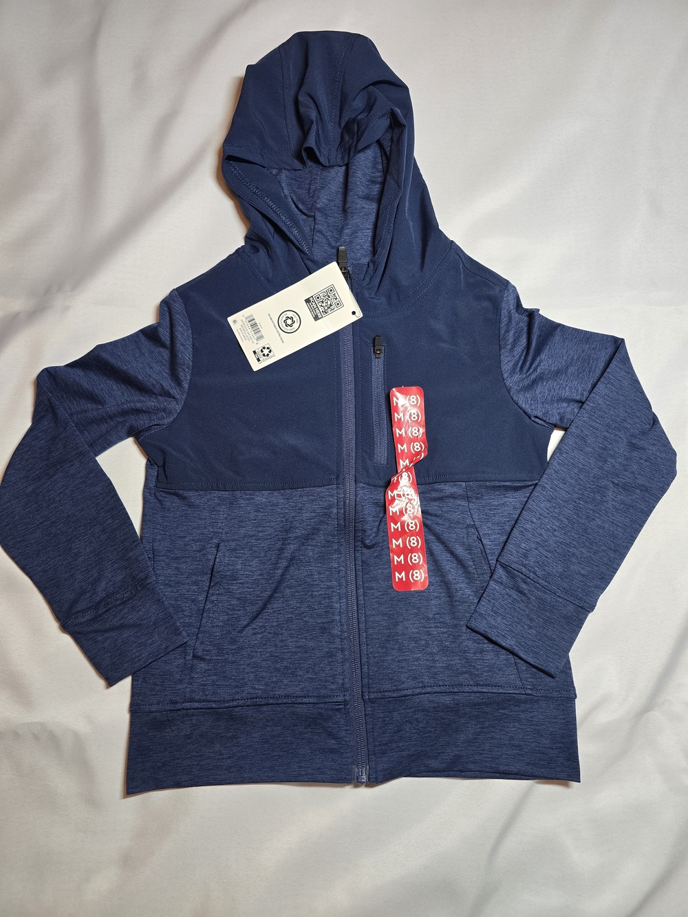 Member's Mark Boys Full Zip Mixed Media Hoodie Navy Blue